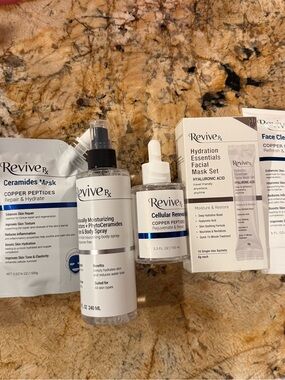 NEW - Revive RX 5-Pc Skincare Bundle: Copper Peptides, Elixir, Masks & Mist